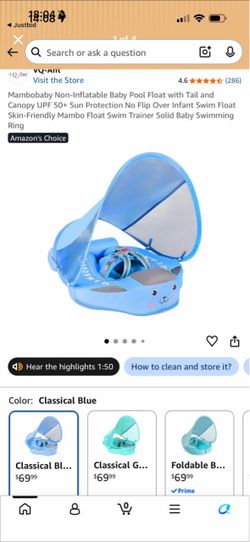 Mambobaby Non-Inflatable Baby Pool Float with Canopy