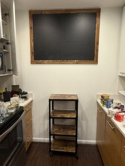 Rolling 4-Tier Cart (Assembled) & Magnetic Chalkboard