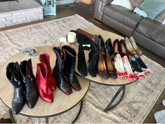 15 pair of vintage women all leather shoes size 6 1/2