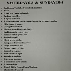 Garage Sale 11/8 & 11/9