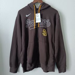 Size Large San Diego Padres Men's Nike Brown Knockout Script Full-Zip Hoodie