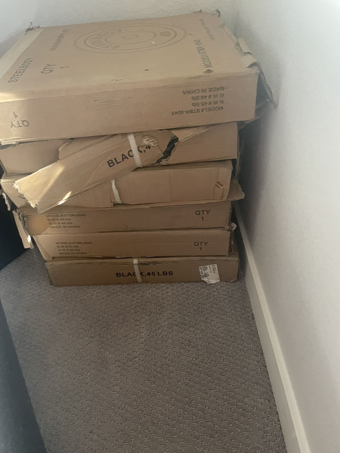 Four 45 LB Olympic Bumper Plates For Sale