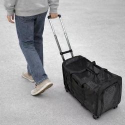 NEW Pet Carrier Bag Pet Stroller On Wheels Dog Travel Carrier Bag 