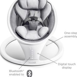 Munchkin With Remote. Gently Used. Munchkin Baby Swing, Portable and Lightweight, Bluetooth Enabled Electric Infant Rocker with Natural Sway in 5 Rang