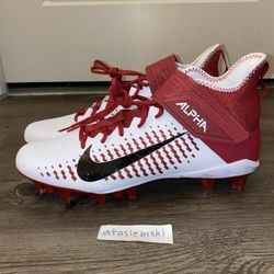 Nike Alpha Menace Pro 2 Mid Football Cleats White/Red BV3945-106 Men's Size 12