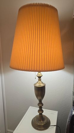 Vintage Brass Table Lamp with Pleated Shade
