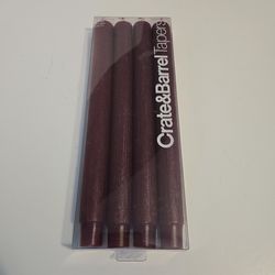 Crate & Barrel Maroon Taper Candles. Set Of 4. 10 Inches Tall New