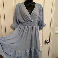 NWOT- Cottage Core Style Flowy Teacup Ruffle Dress 🩵