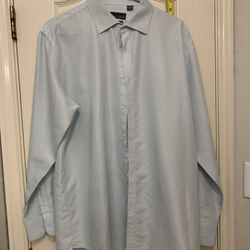 Mens Black Label Slim Fit Size Large Button Down Dress Shirt 