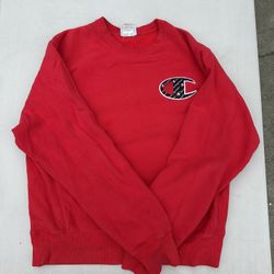 Champion Red Reverse-Weave Sweatshirt (Medium)