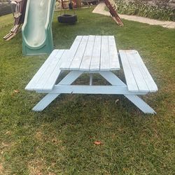 Wooden picnic bench kids