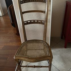 Decorative High Carved Back Cane Seat Chair 