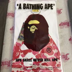 BAPE SHIRT white and pink SIZE M