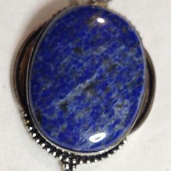 *SODALITE*-(20.20g)/, STERLING SODALITE MEANING BELOW: (925)/ HALF MOON ON THE  SiDES, OF THIS GORGEOUS AND HUGE-(65MM. CABOCHON! WOW! WOW! (P-73391)