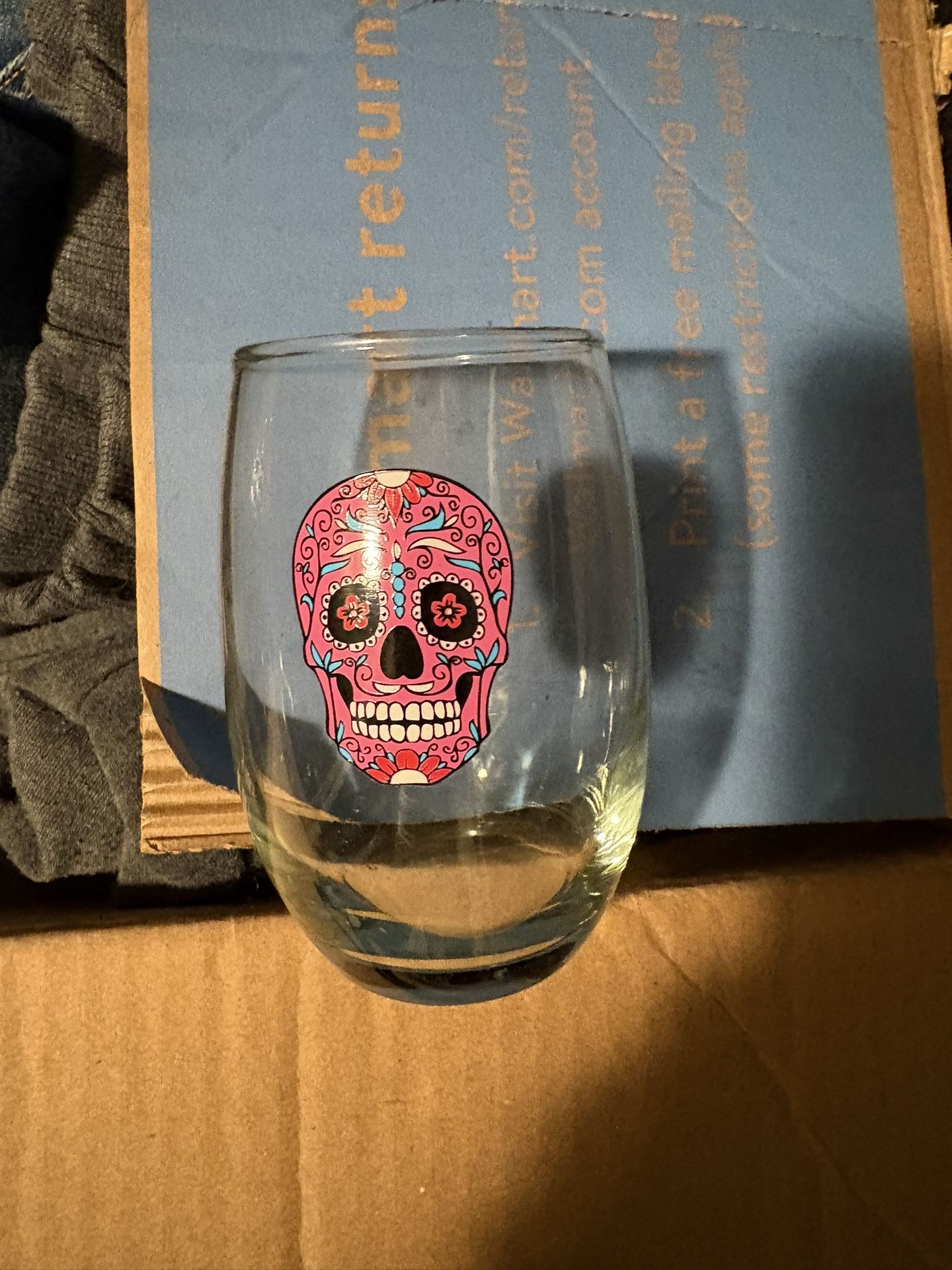 Sugar Skull Glass