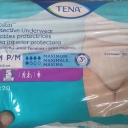 2 Packs Of 20 Tena Proskin Protective Underwear For Women 34" -44" 