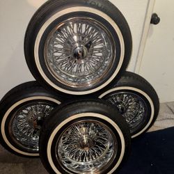 Set of 4 14" Chrome Wire Spoke Rims