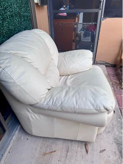 Italian Leather Chair and Ottoman