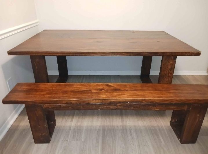 Solid Wood Table And Bench