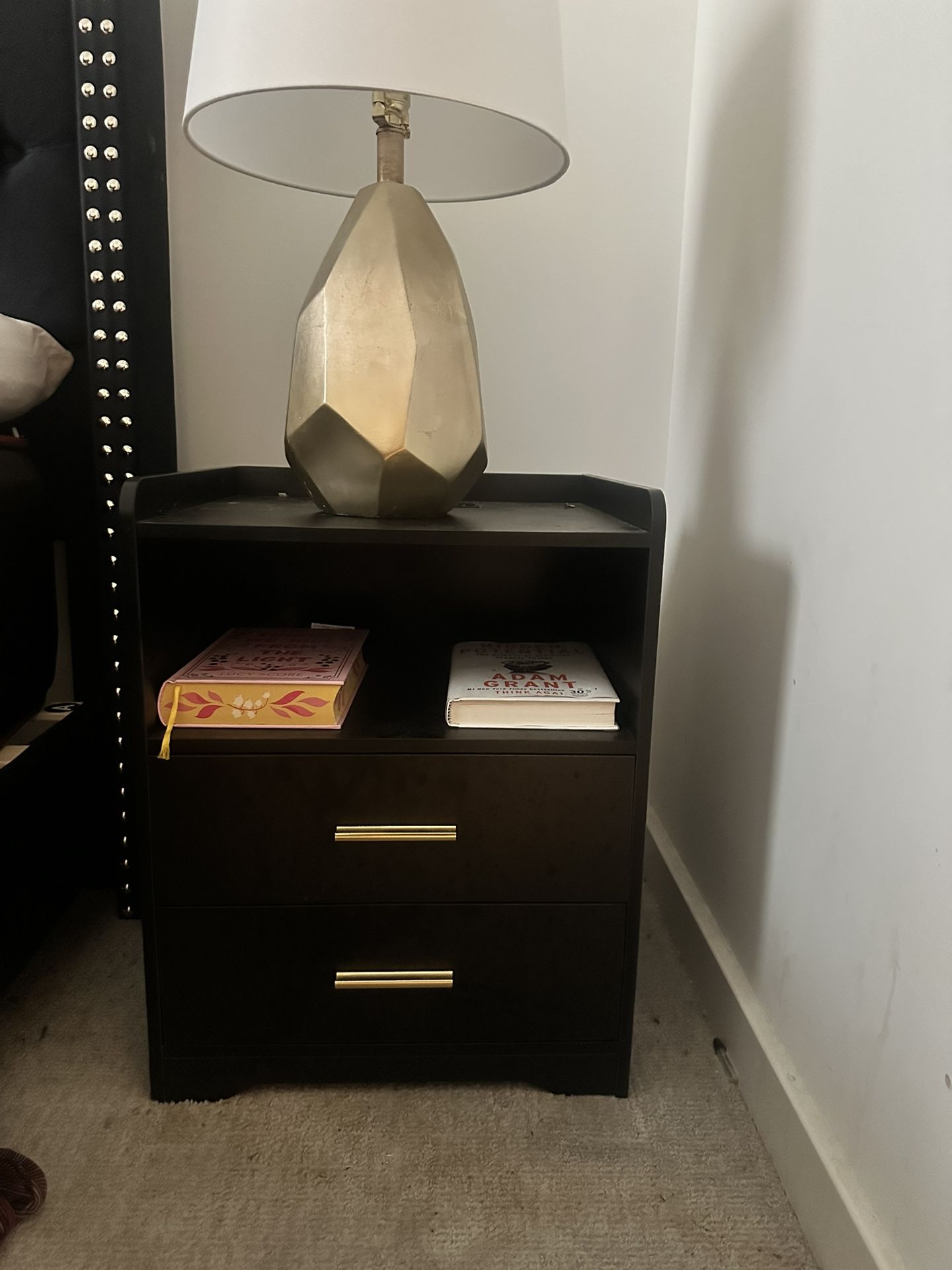 2 Sets Beautiful Black & Gold Bedside Table with LED Lights β¨π€π