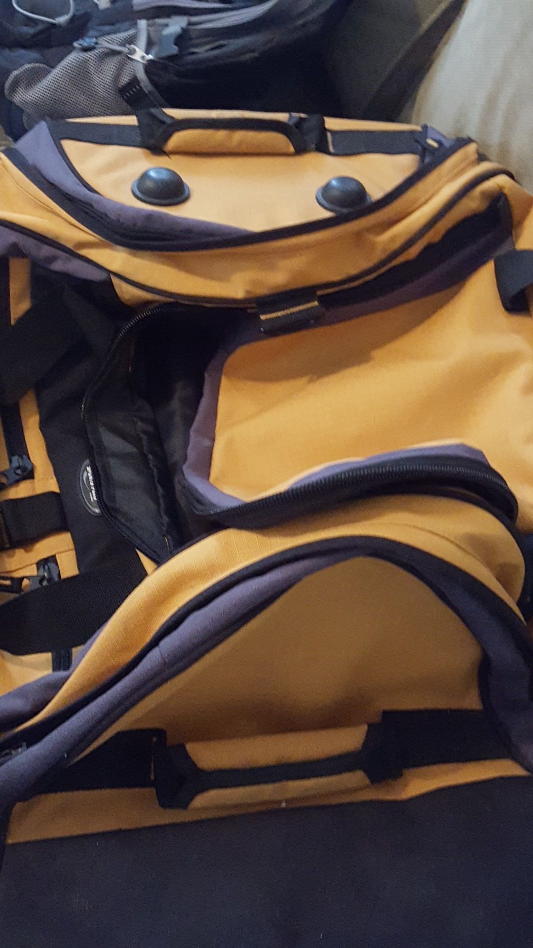 Large yellow duffle bag