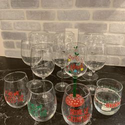 12 Days of Christmas Wine Glasses Set - Holiday Glassware - Simi Valley