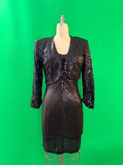 Vintage Black Sequin Dress w/Bolero