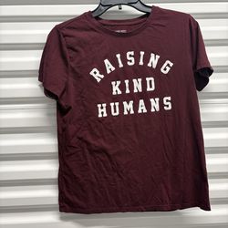 Nine West Burgundy Graphic Print 'Raising Kind Humans' T-Shirt Women's Size M