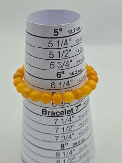 Yellow  natural  stone Beaded Stretch Bracelet 6 Inch