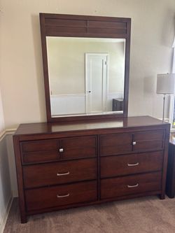 Dark Wood Dresser with Mirror