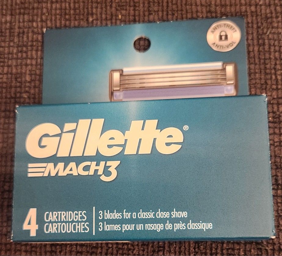 Gillette Mach3 Razor Blade Refill ,Manual Razor Men , 4-ct