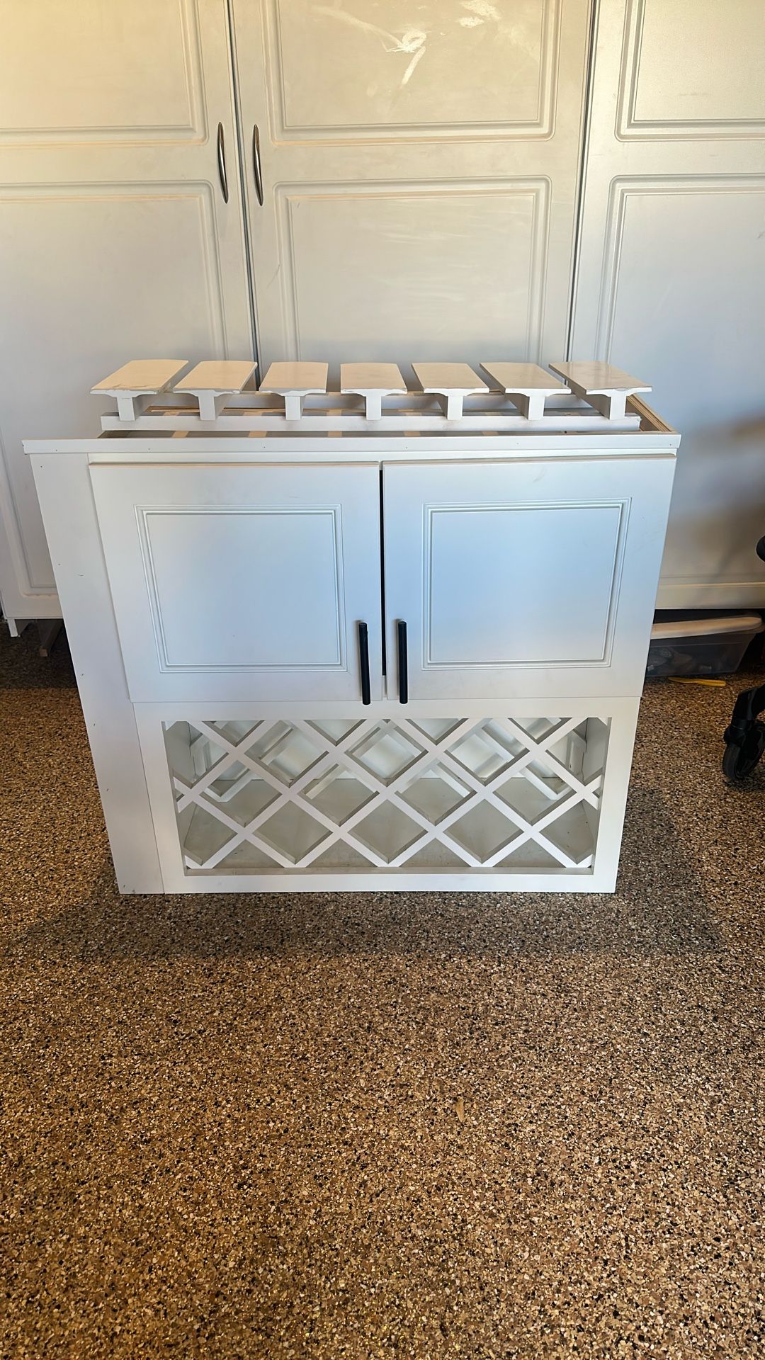 Kitchen Cabinet, Wine Rack And Glass Holder 