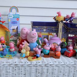 Peppa Pig Playset- School, Swimming Pool & Stuffies Set - Peppa Pig Family & Friends Figures, Accessories, Cars, Teapot, Puzzle, Plush Peppa & George