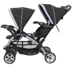 Baby Trend Sit N' Stand Double Baby Stroller and 2 Ally 35 Infant Car Seat Combo Set with 5 Point Safety Harness, for Toddler and Infant, Stormy