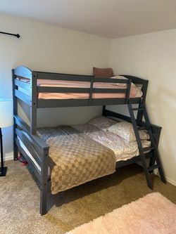 Twin Over Full Bunk Bed – Gray