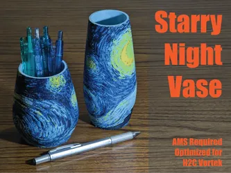 Starry Night Vase 250mm 7-Color 3D Printed Van Gogh Art Decor