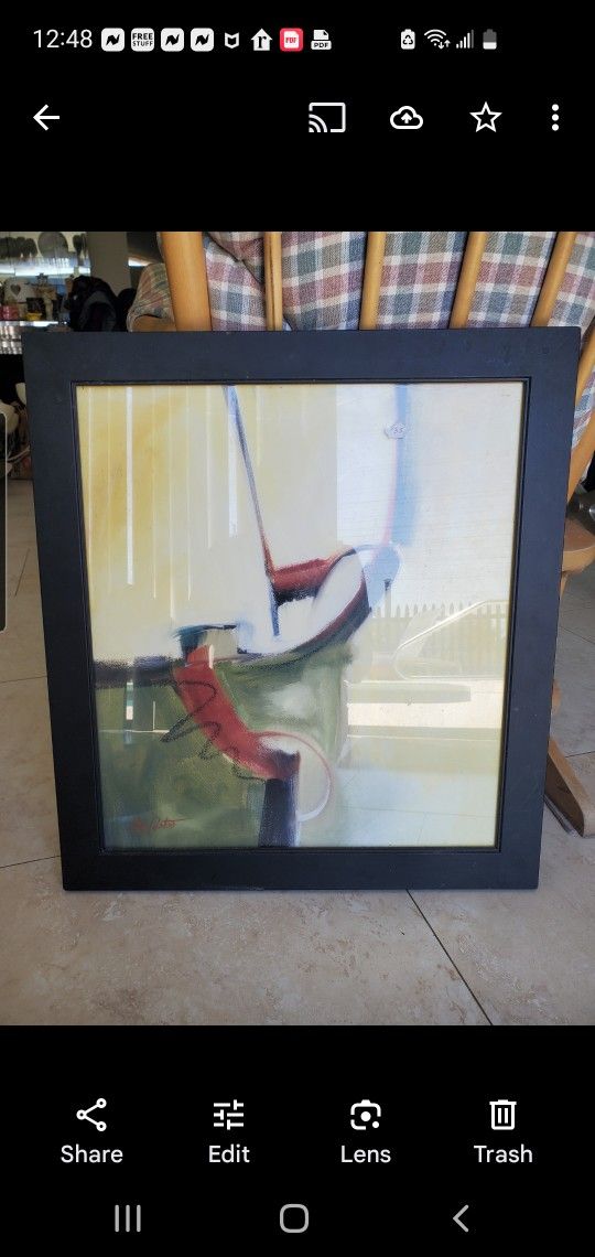 Modern Signed Erin Carter Picture In Black Wood Frame