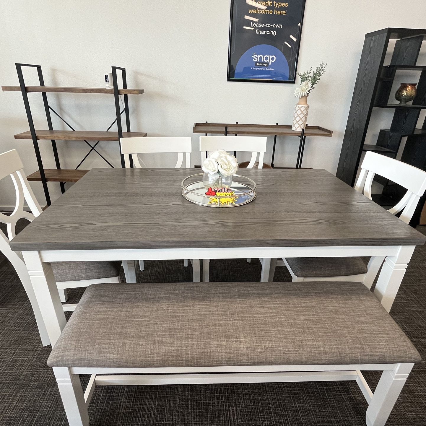 Dining Table Set W/Bench 