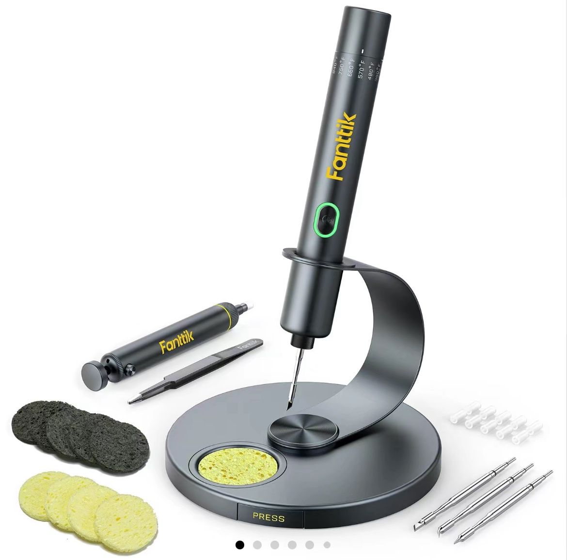 Fanttik T1 Max Soldering Iron Kit, Cordless Soldering Iron, 7 Seconds Fast Heating(390°F-840℉), Auto Sleep, 4 Precision Soldering Tips(C210), 360° Swi
