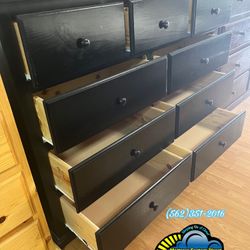 Nine Drawer Black Pinewood Chest Cajonera Nueva Bonita 