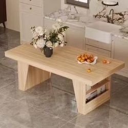 ❤️‍🔥 Natural Wood 78.7 in. Double Pedestal Dining Table for 4-8, Side Storage Shelves$120