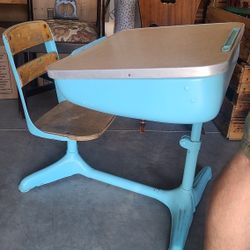Antique Industrial Children's School Desk
