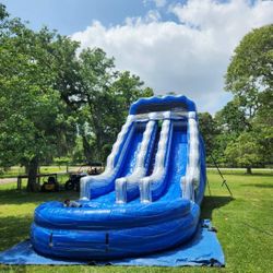 waterslide with pool