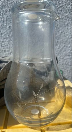Princess house Clear Glass Pitcher with Etched Floral Design