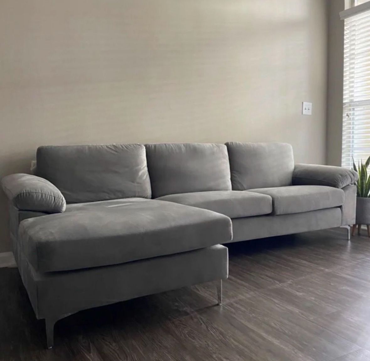 $350 Microsuede Modular Sofa & Chaise Sectional