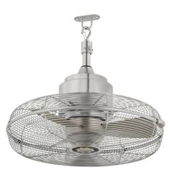 Conyer 18 in. Indoor/Wet Outdoor 3-Speed Anywhere Fan Silver with Convenient Hanging Hook