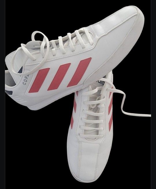 Adidas Copa Super Sneaker Men's 11.5 White Scarlet Red Leather Soccer Shoes. WOW DEAL !!!!