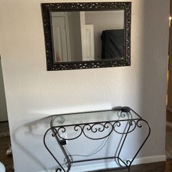 Iron Glass Table With Matching Mirror