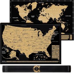 Scratch Off poster World Map and US 