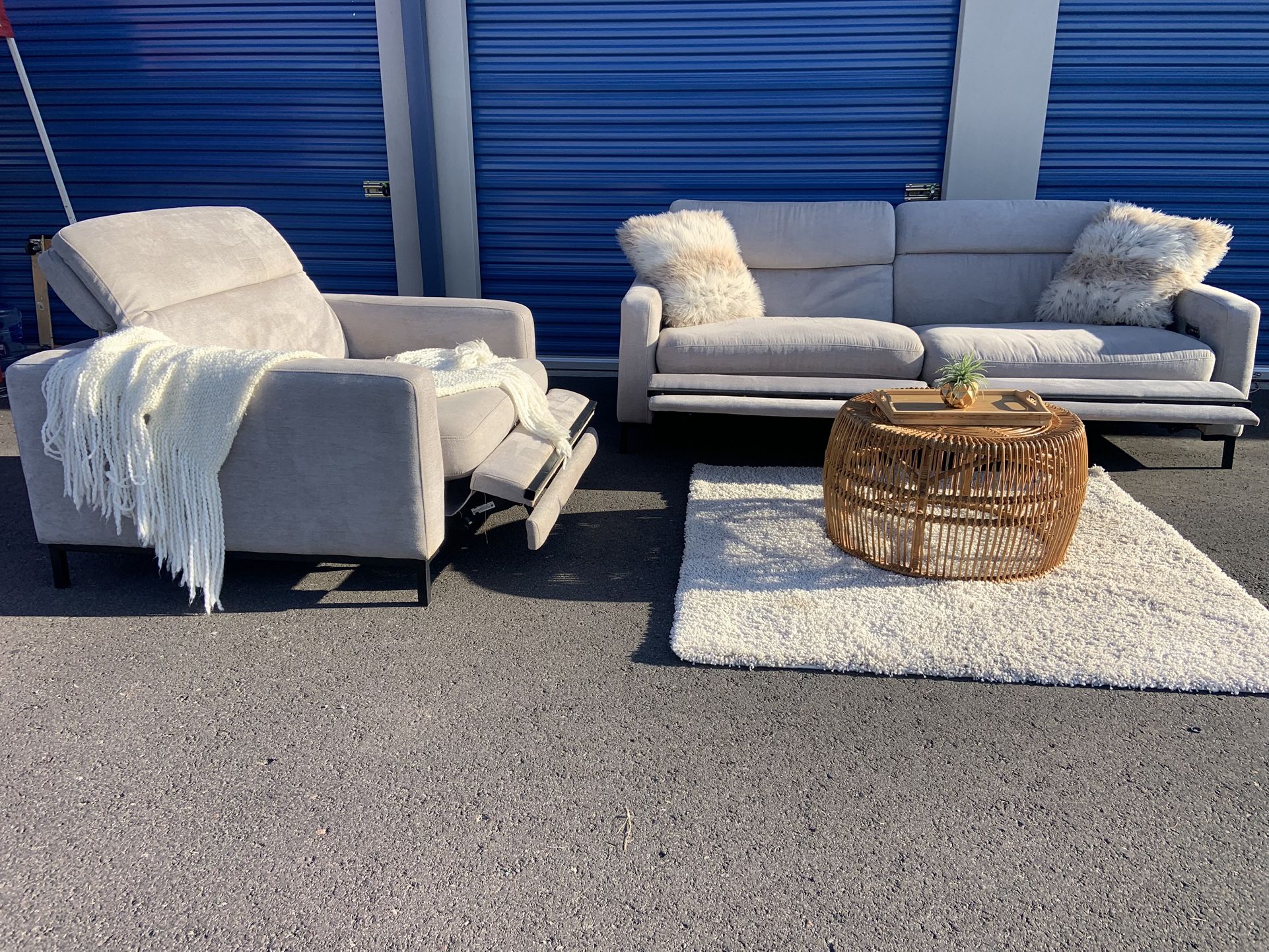 Nice gray power recliner couch set. Smoke free pet friendly
